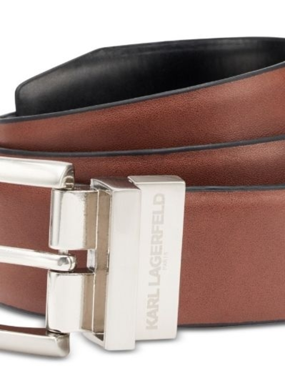 Karl Lagerfeld Men’s Reversible Black And Brown Leather Belt